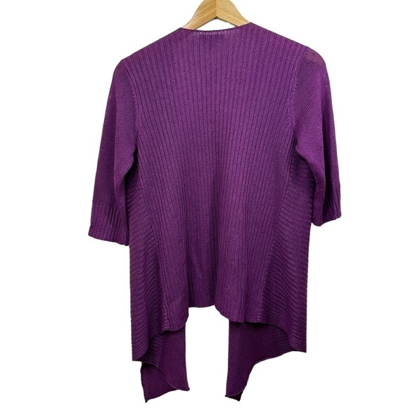 Eileen Fisher Linen Silk Purple Open Front Cardigan Sweater, PS - Picture 5 of 7